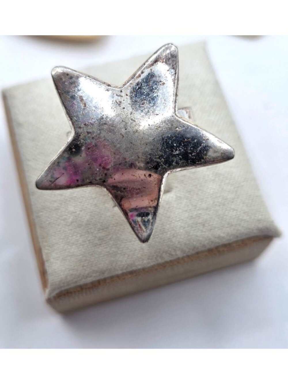 Star-Shaped Silver-Tone Statement Ring For Women